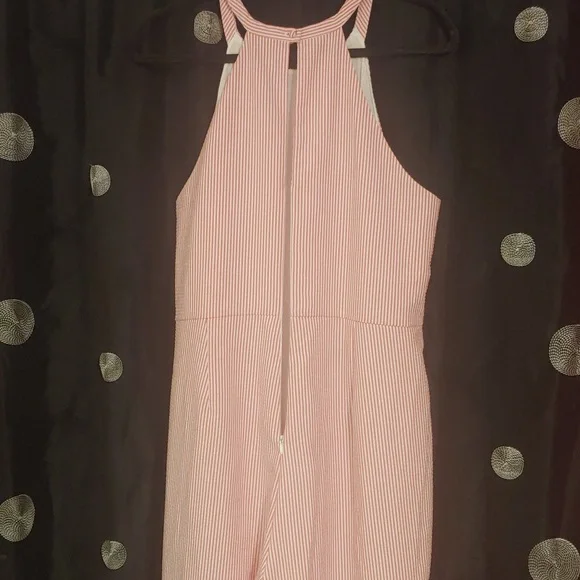 Sugar + Lips Jumpsuit size XL Red or Dark Pink and White Stripes - Picture 4 of 16